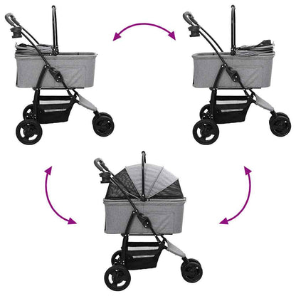 Folding Pet Stroller Grey 78 x 54 x 101 cm 600D Oxford fabric