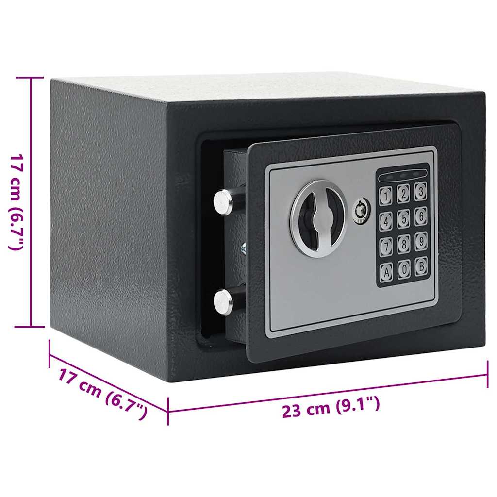 Digital Safe with Lock Dark grey 23 x 17 x 17 cm Steel