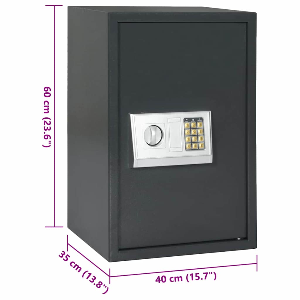 Digital Safe with Lock Dark grey 40 x 35 x 60 cm Steel