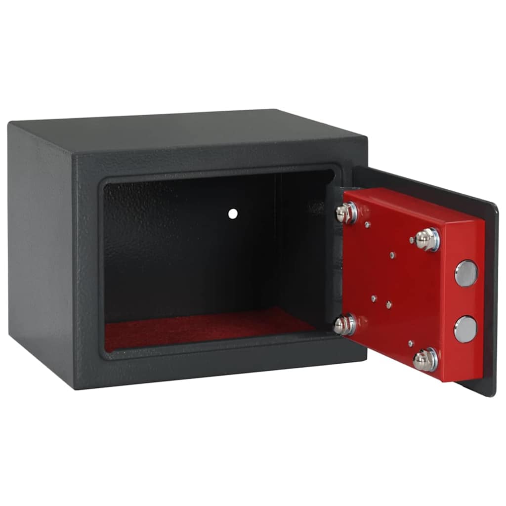 Safe Box with Lock Grey 17 x 23 x 17 cm Steel
