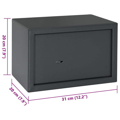Safe Box with Lock Grey 20 x 31 x 20 cm Steel
