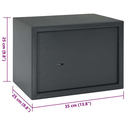 Safe Box with Lock Grey 25 x 35 x 25 cm Steel