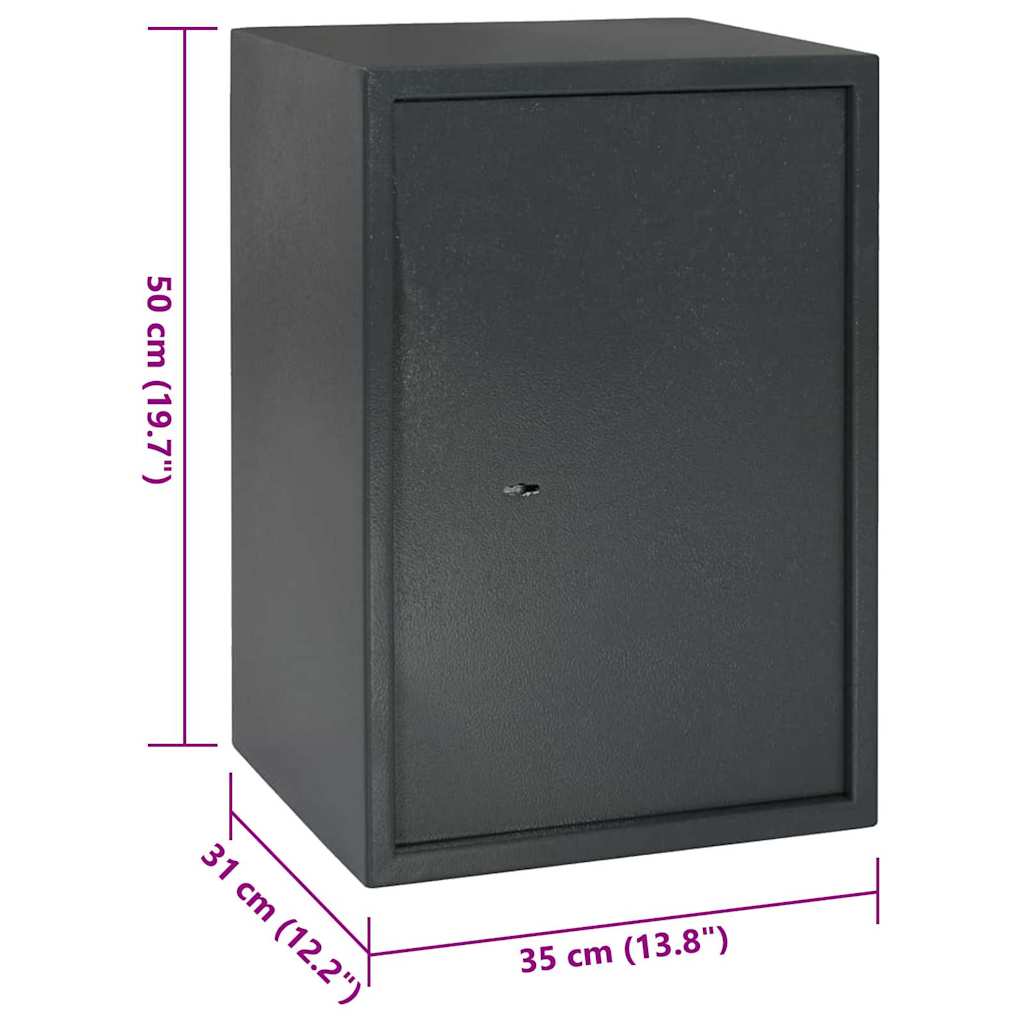 Safe Box with Lock Grey 31 x 35 x 50 cm Steel