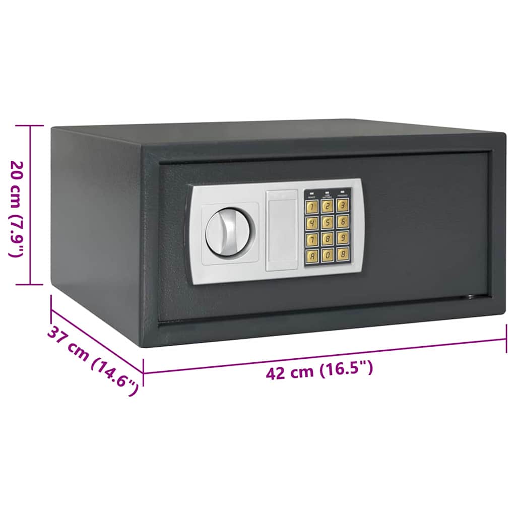 Digital Safe with Lock Dark grey 42 x 37 x 20 cm Steel