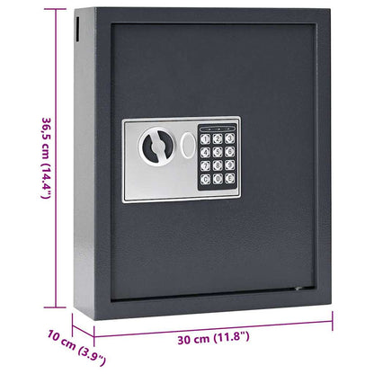 Digital Safe with Lock Grey 30 x 10 x 36.5 cm Steel