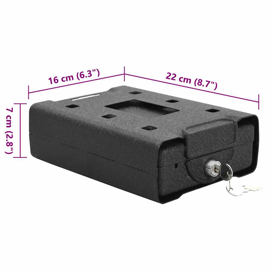 Car Safe with Lock Black 21.8 x 16 x 7 cm Steel