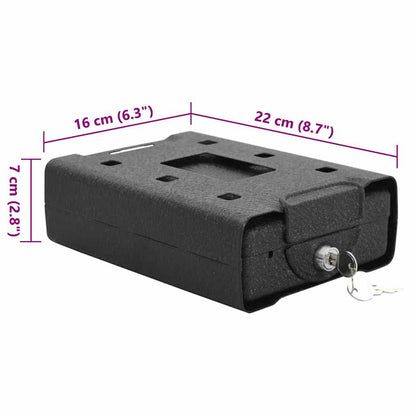 Car Safe with Lock Black 21.8 x 16 x 7 cm Steel