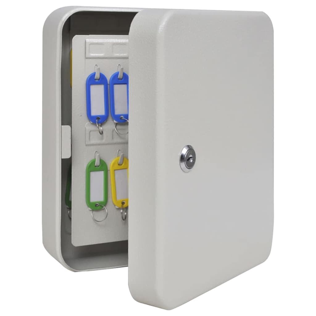Key Box with Lock White 20 x 7.5 x 25 cm Steel