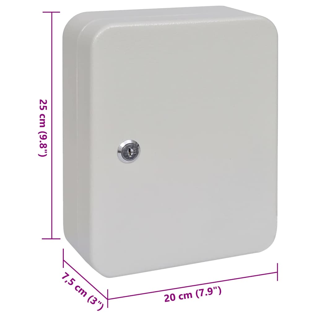 Key Box with Lock White 20 x 7.5 x 25 cm Steel