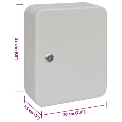 Key Box with Lock White 20 x 7.5 x 25 cm Steel