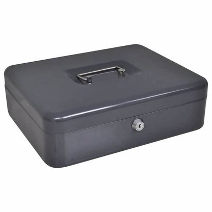 Cash Box with Lock Black 30 x 24 x 9 cm Steel