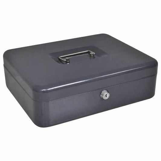 Cash Box with Lock Black 30 x 24 x 9 cm Steel