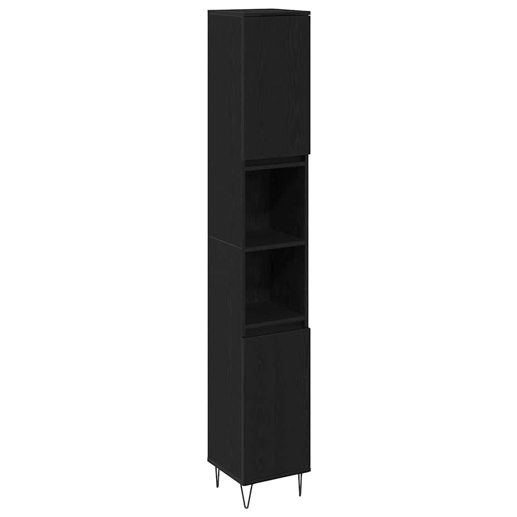 Bathroom Furniture Set 3 pcs Black Oak 30 x 30 x 180 cm