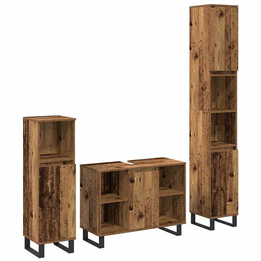 Bathroom Furniture Set with Door 3 pcs Brown 30 x 30 x 180 cm