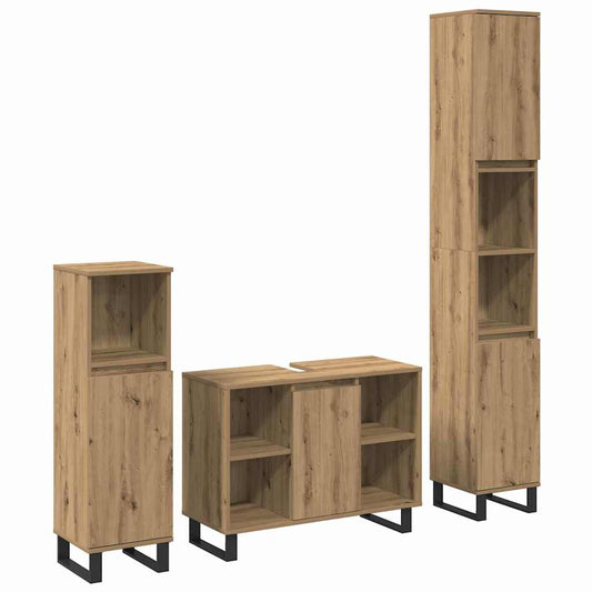 Bathroom Furniture Set with Door 3 pcs Brown 30 x 30 x 180 cm
