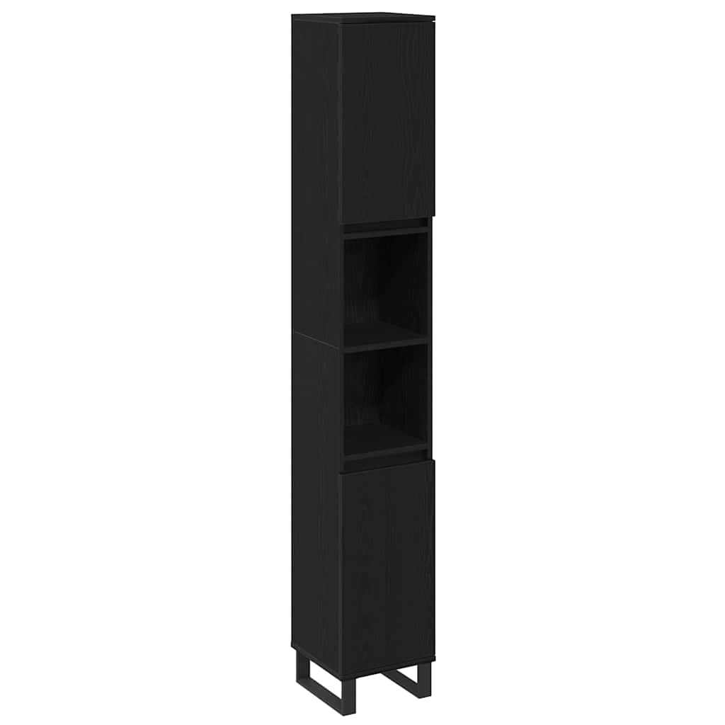 Bathroom Furniture Set with Door 3 pcs Black 30 x 30 x 180 cm