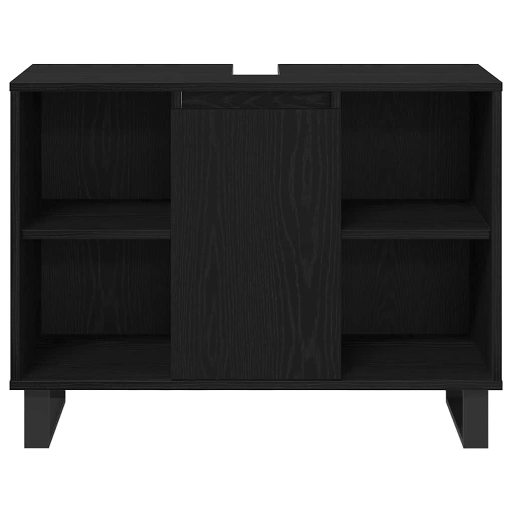Bathroom Furniture Set with Door 3 pcs Black 30 x 30 x 180 cm