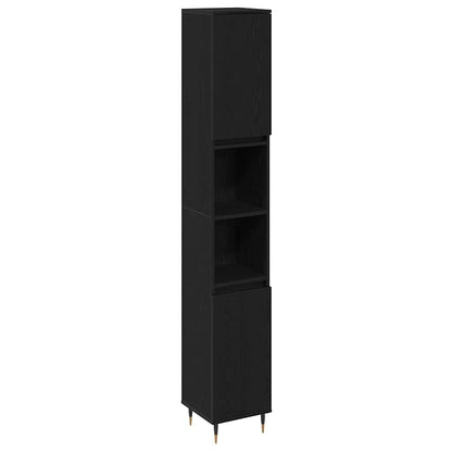 Bathroom Furniture Set 3 pcs Black Oak 30 x 30 x 180 cm