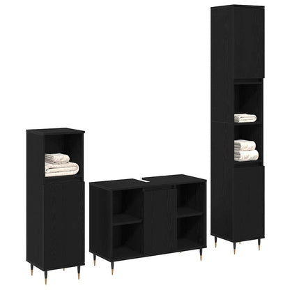 Bathroom Furniture Set 3 pcs Black Oak 30 x 30 x 180 cm