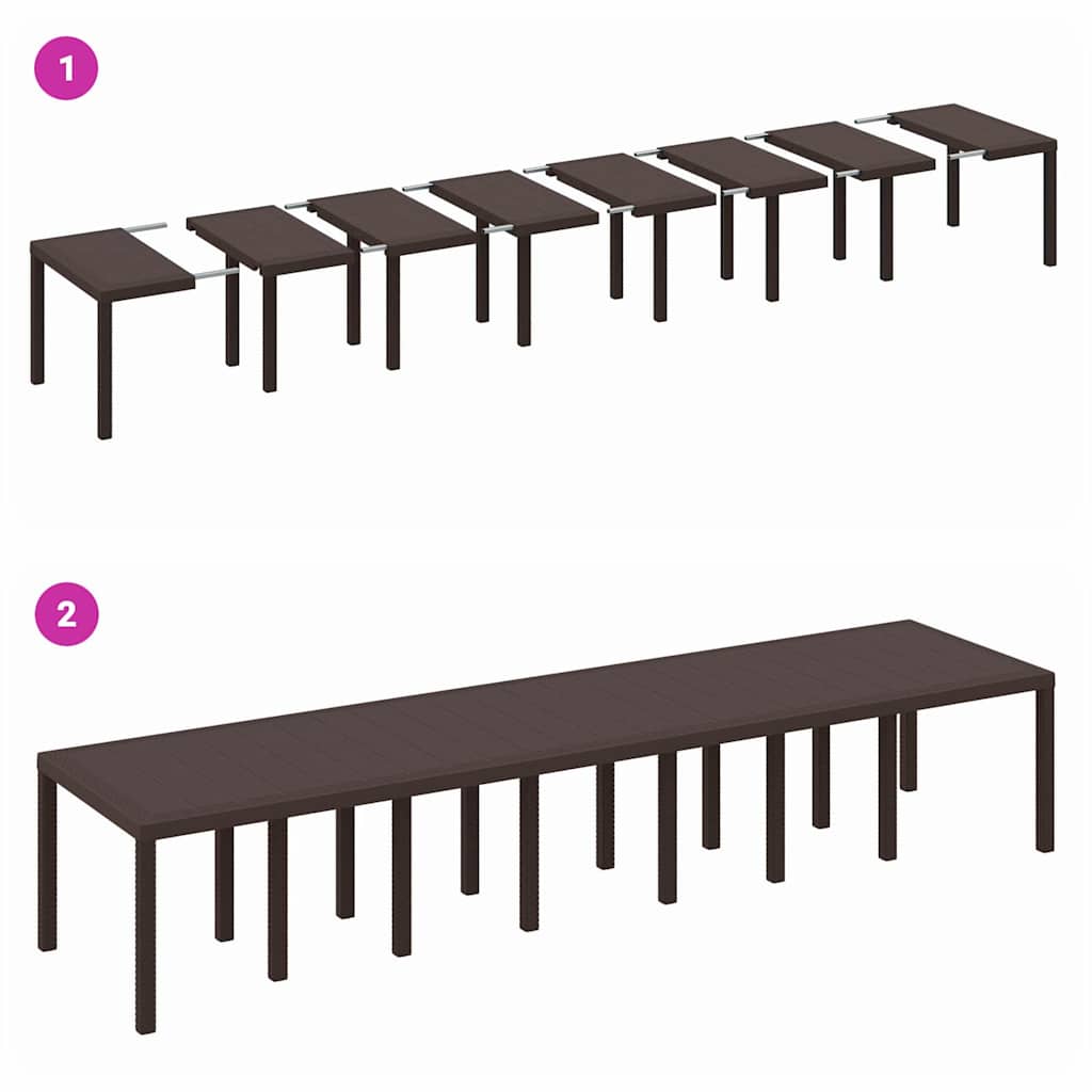 Garden Table Brown 400 x 100 x 73 cm Poly Rattan