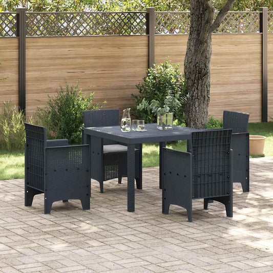 Garden Dining Set 5 pcs Anthracite Polt rattan