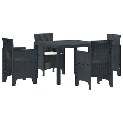 Garden Dining Set 5 pcs Anthracite Polt rattan