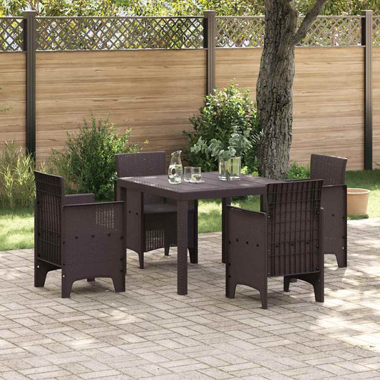 Garden Dining Set 5 pcs Brown Polt rattan