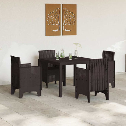 Garden Dining Set 5 pcs Brown Polt rattan