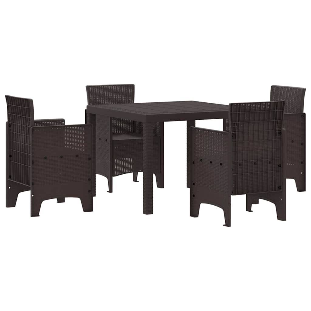 Garden Dining Set 5 pcs Brown Polt rattan
