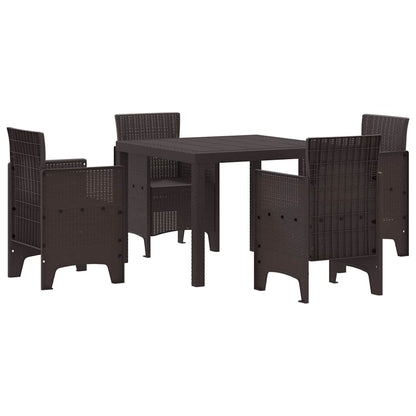 Garden Dining Set 5 pcs Brown Polt rattan