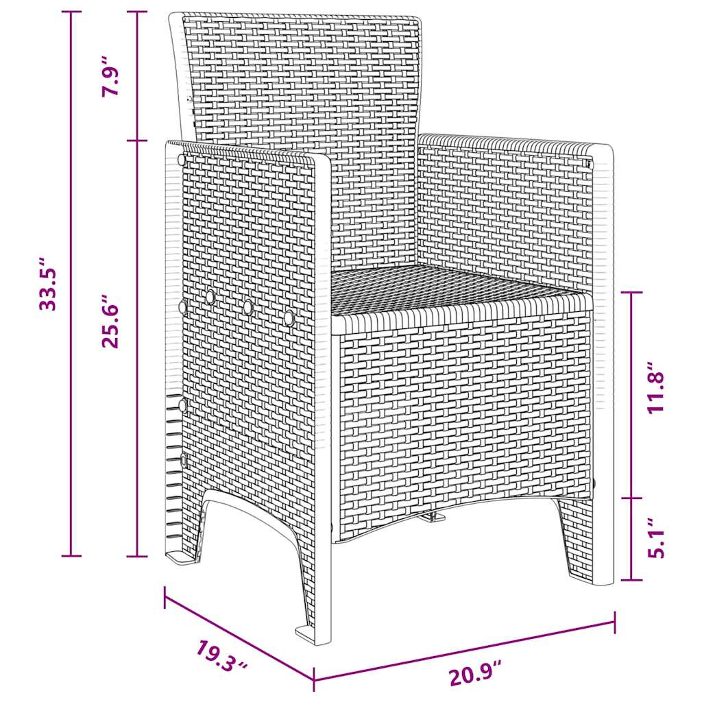 Garden Dining Set 5 pcs Brown Polt rattan