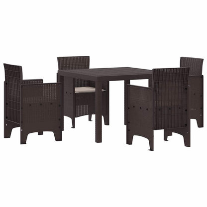Garden Dining Set 5 pcs Brown Polt rattan