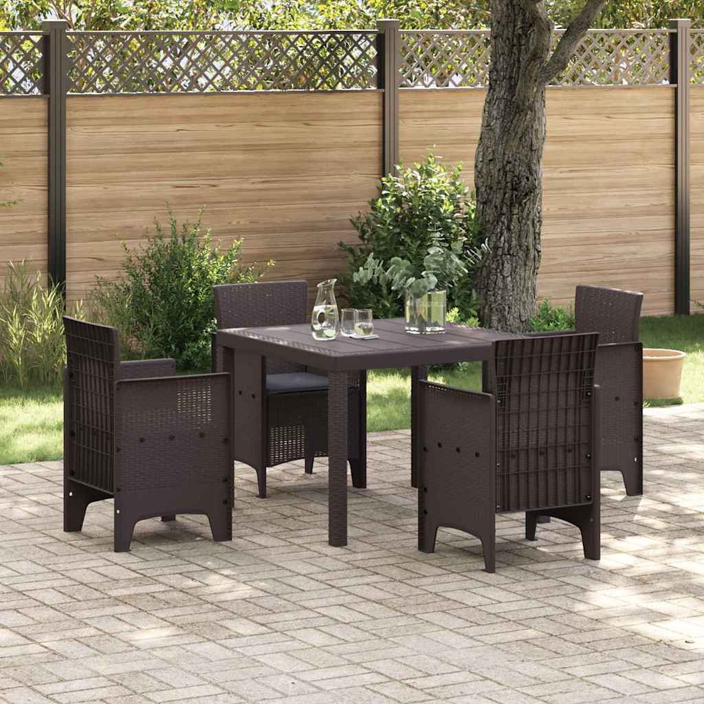 Garden Dining Set 5 pcs Brown Polt rattan