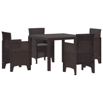 Garden Dining Set 5 pcs Brown Polt rattan