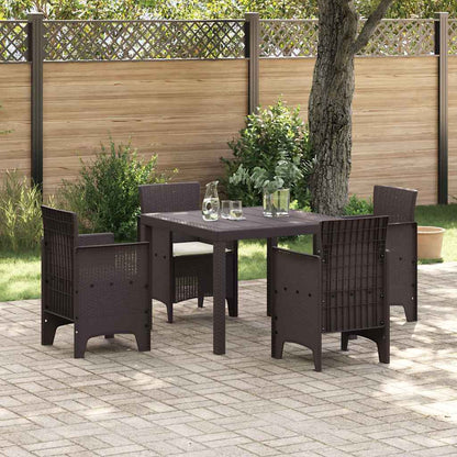 Garden Dining Set 5 pcs Brown Polt rattan
