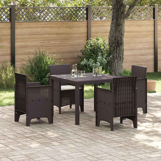 Garden Dining Set 5 pcs Brown Polt rattan