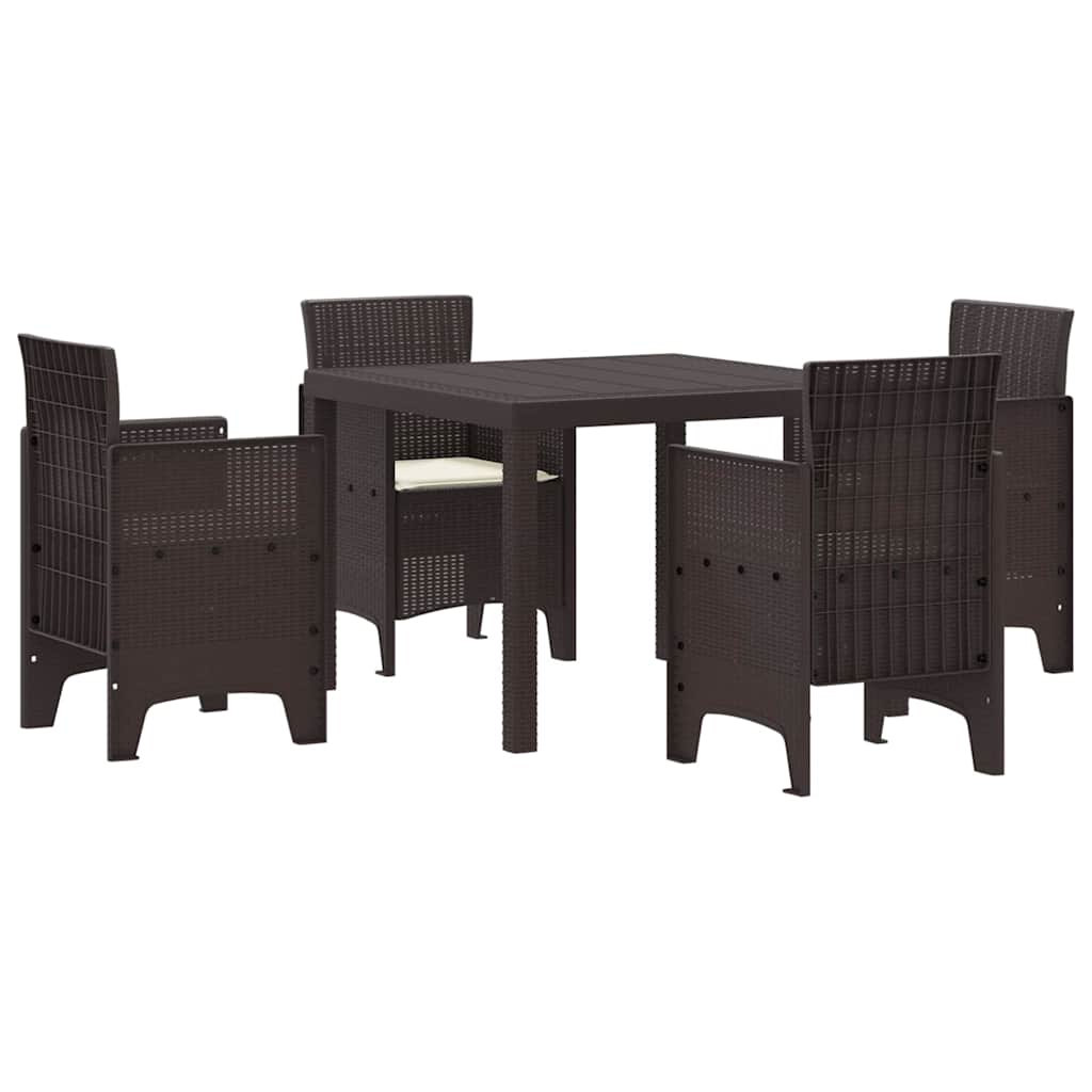 Garden Dining Set 5 pcs Brown Polt rattan