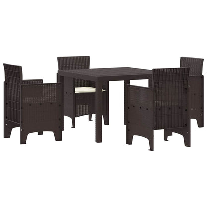 Garden Dining Set 5 pcs Brown Polt rattan
