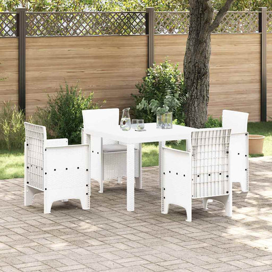 Garden Dining Set 5 pcs White Polt rattan