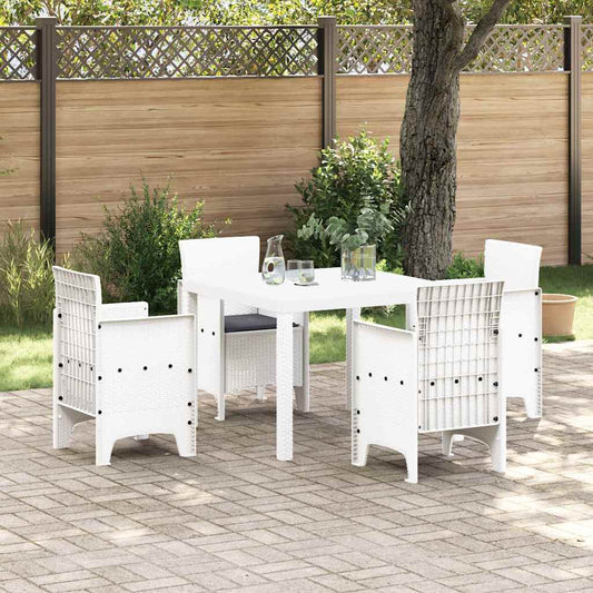 Garden Dining Set 5 pcs White Polt rattan