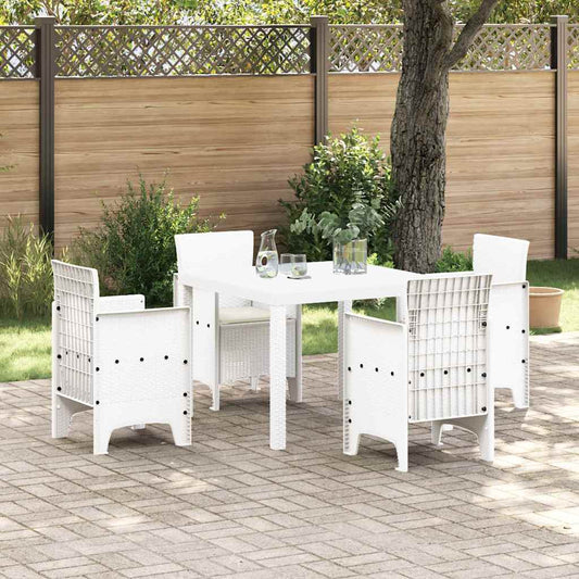 Garden Dining Set 5 pcs White Polt rattan