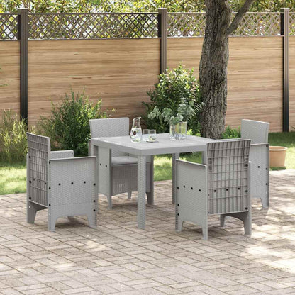 Garden Dining Set 5 pcs Light Grey Polt rattan