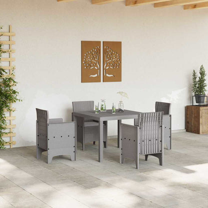 Garden Dining Set 5 pcs Light Grey Polt rattan