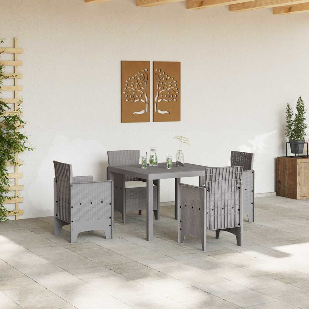 Garden Dining Set 5 pcs Light Grey Polt rattan