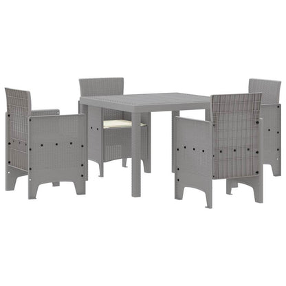Garden Dining Set 5 pcs Light Grey Polt rattan