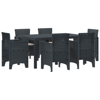 Garden Dining Set 7 pcs Anthracite Polt rattan
