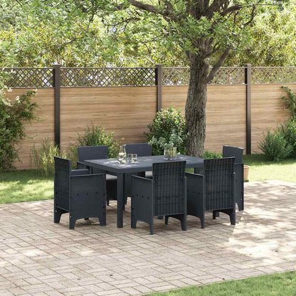 Garden Dining Set 7 pcs Anthracite Polt rattan