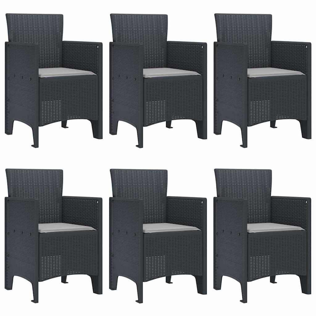 Garden Dining Set 7 pcs Anthracite Polt rattan