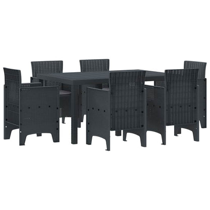 Garden Dining Set 7 pcs Anthracite Polt rattan