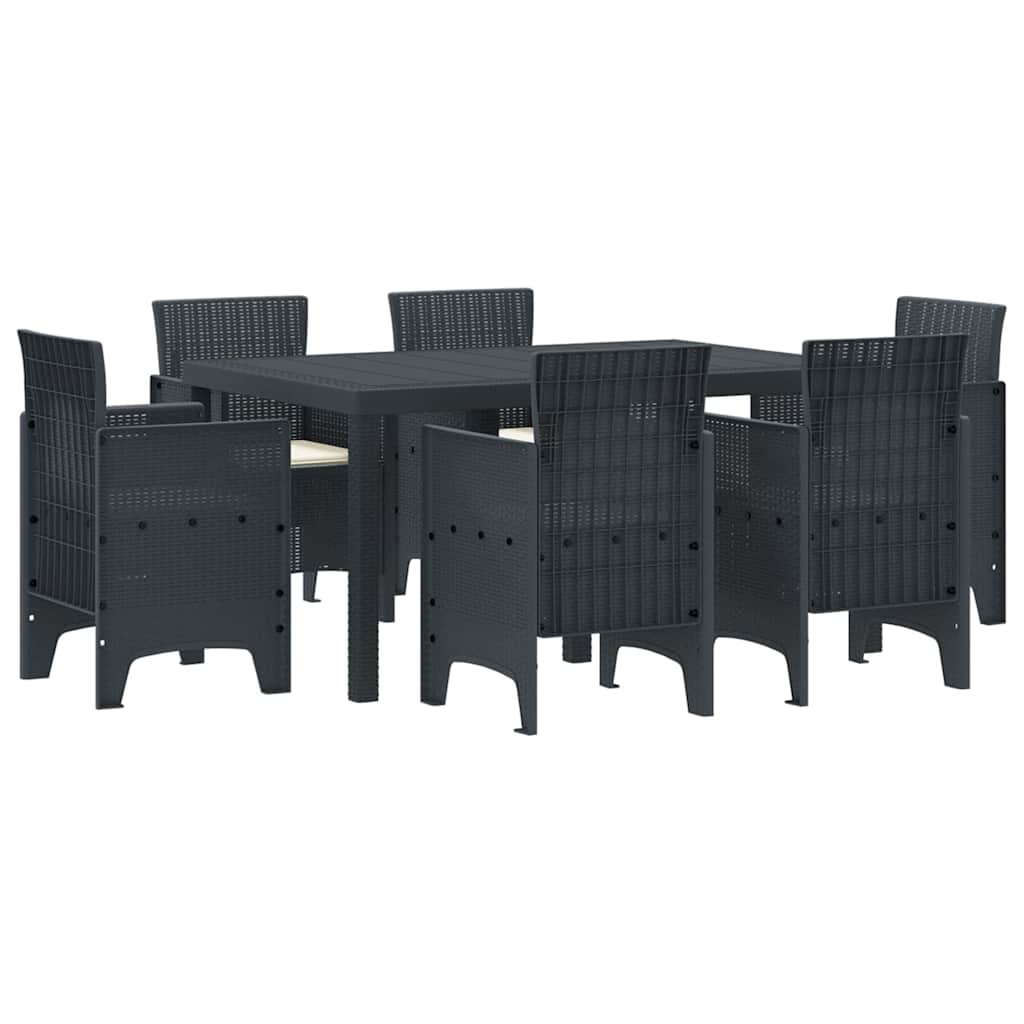 Garden Dining Set 7 pcs Anthracite Polt rattan